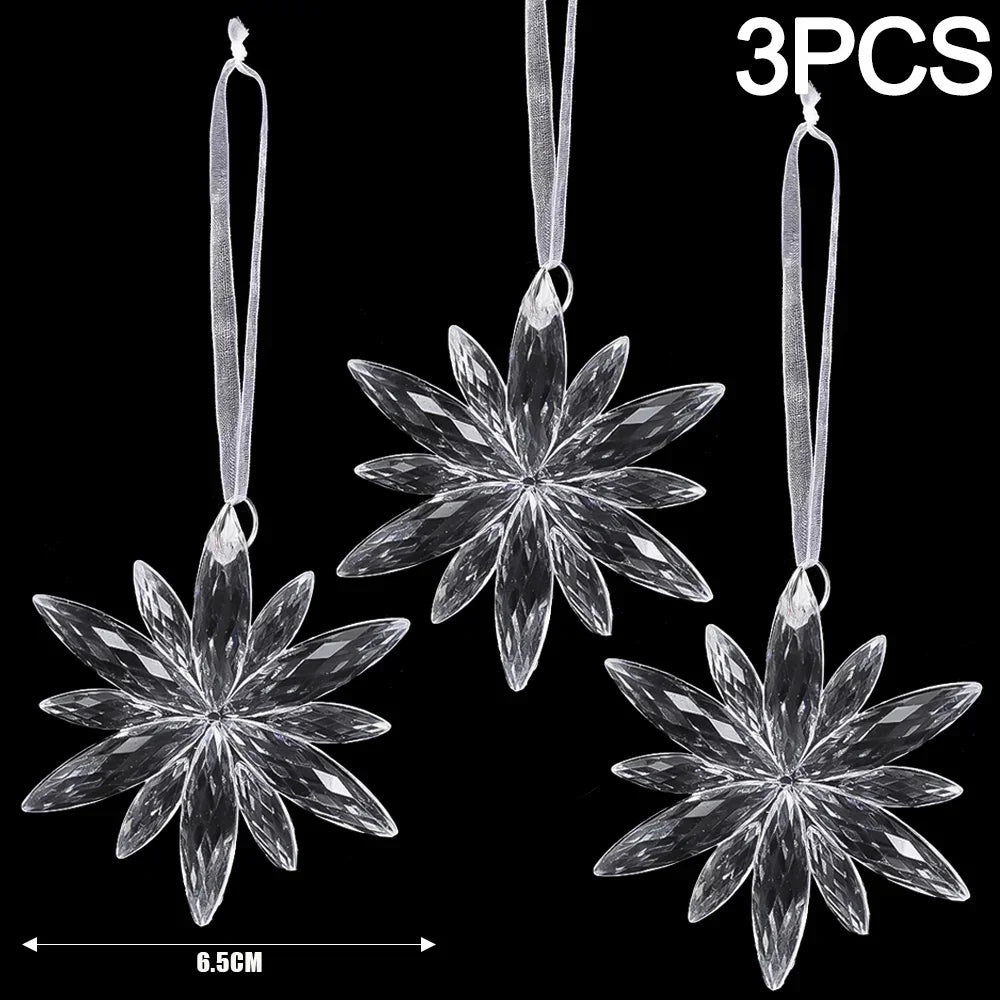 Clear Snowflake Christmas Ornaments – Set of 2 or 6 Hanging Decorations