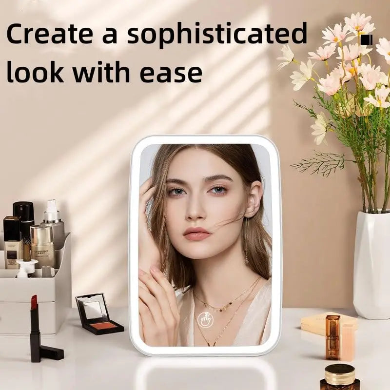 Portable Beauty Mirror – Touch Control Rechargeable LED Makeup Mirror