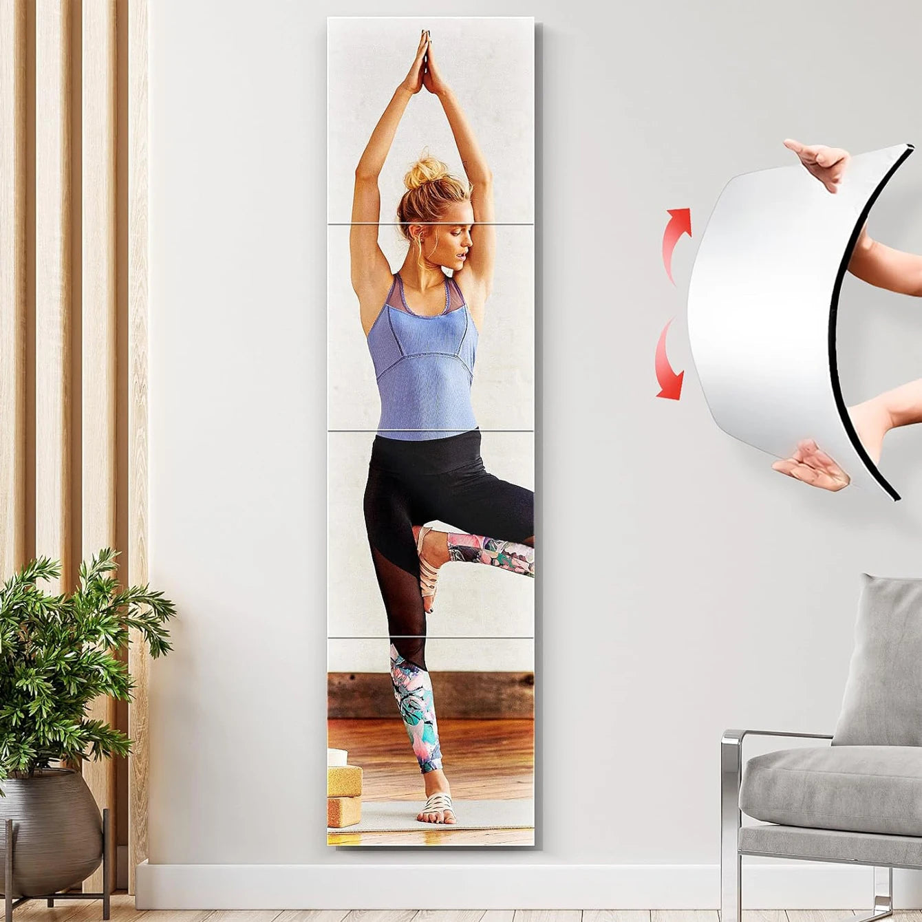 Frameless Acrylic Mirror Sheets – 4pcs Self-Adhesive Tiles for Bedroom & Gym