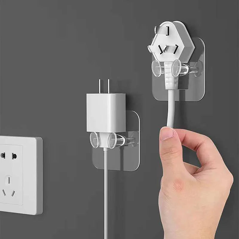 10pcs Wall Storage Hooks – Punch-Free Adhesive Plug & Socket Holders