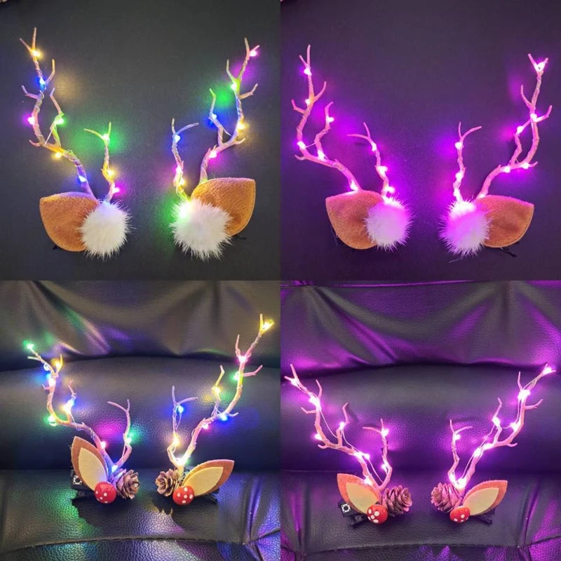 LED Elk Horn Headband – Festive Christmas Headwear for Girls & Women