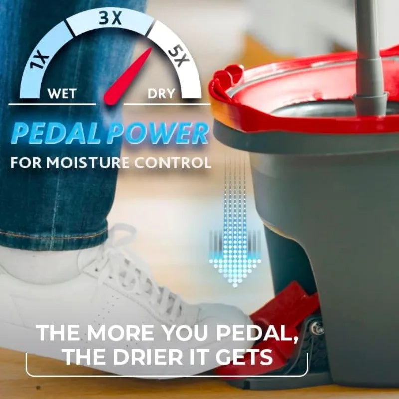 Ultra fine fiber rotary mop, bucket floor cleaning system, red, gray, standard