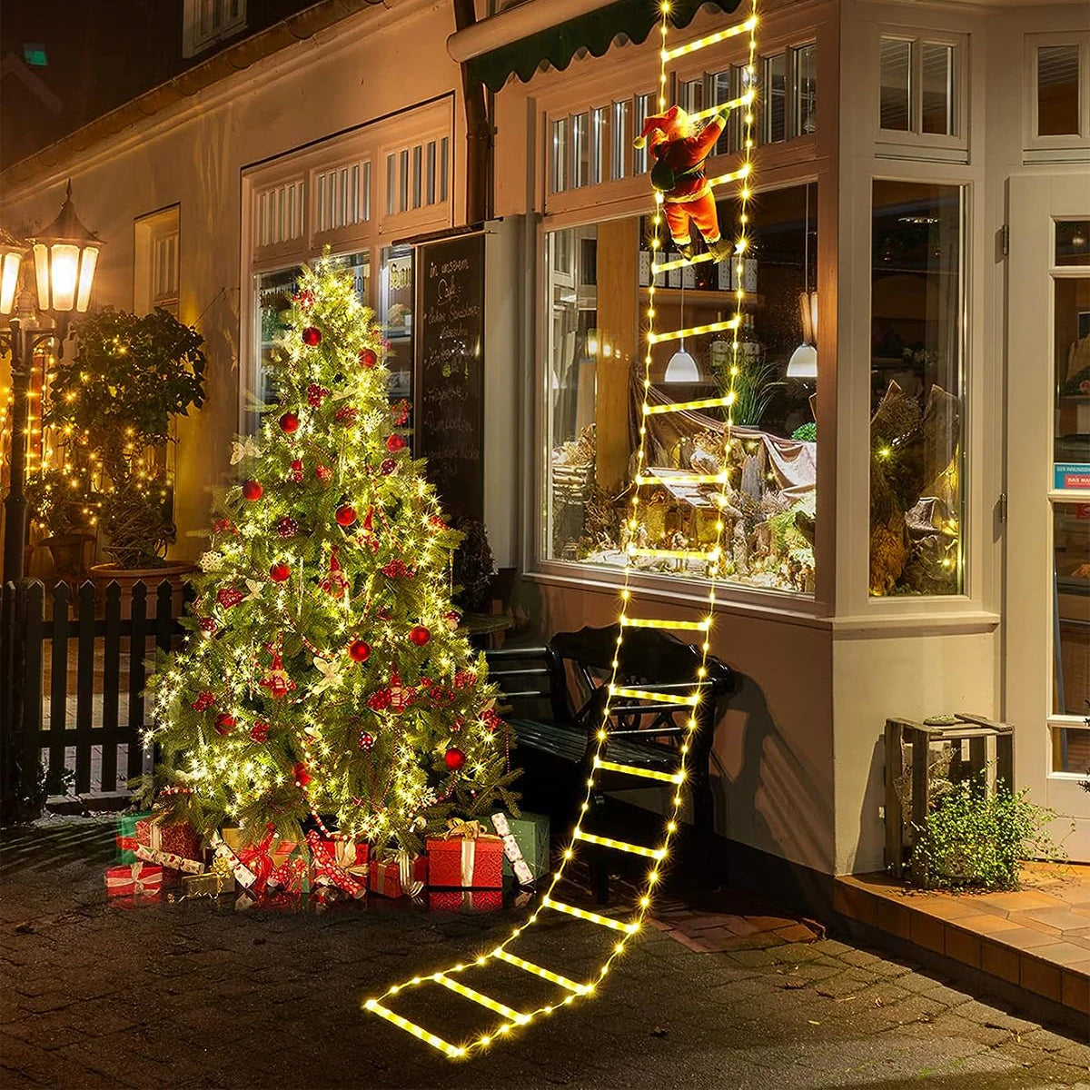 Santa Claus Climbing Ladder LED Light – Outdoor & Indoor Christmas Decor